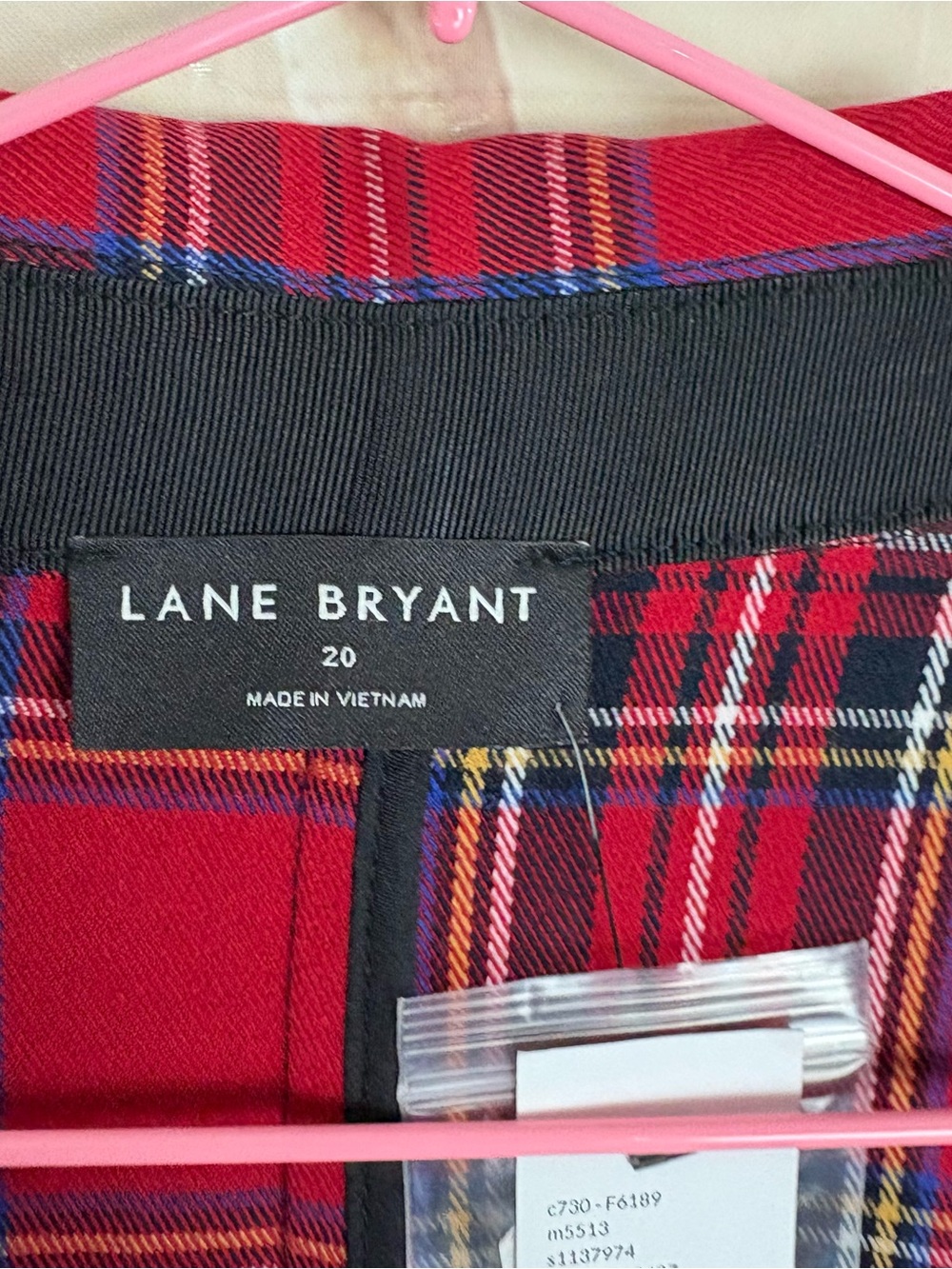 NEW Lane Bryant Red Plaid Tailored Pantsuit - Picture 9 of 9